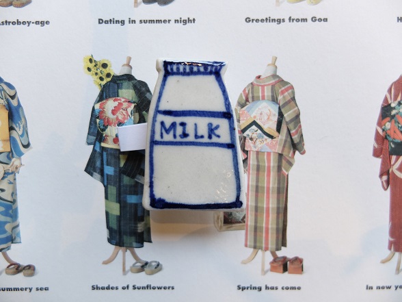 【いろたす雑貨店】陶器の帯留め　Milk