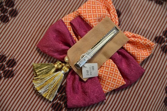 【Mad Tea Salon】正絹リボン　大　オレンジ×ピンク