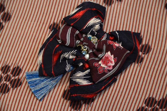 【Mad Tea Salon】正絹リボン　中　ブルータッセル