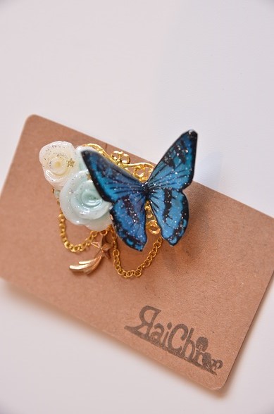【ЯaiChi】帯留め　銀河蝶々　蓄光