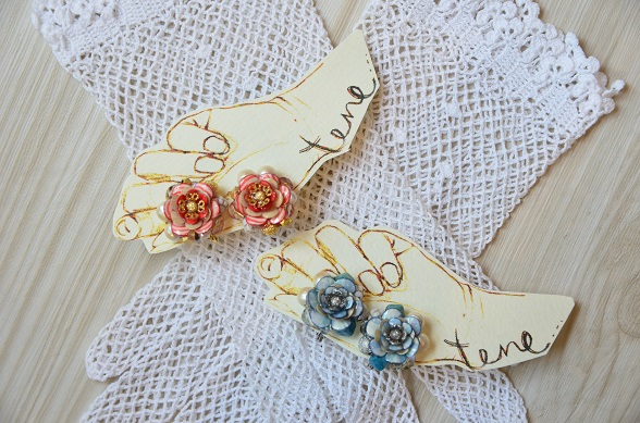 【tone】コラージュイヤリング　ブルー・レッド