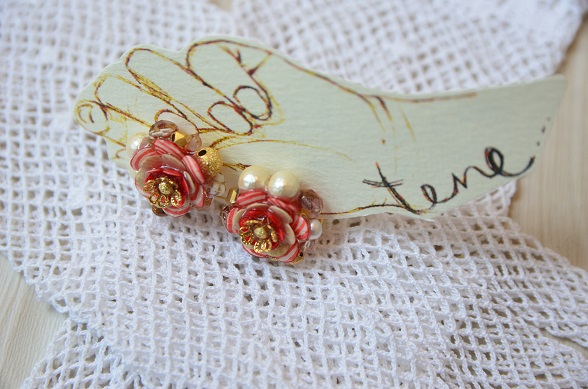 【tone】コラージュイヤリング　ブルー・レッド