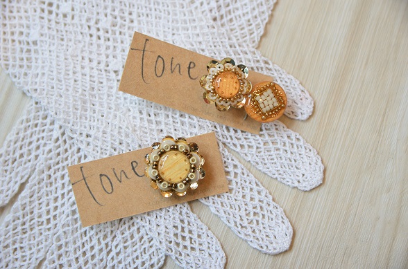 【tone】かんなくず帯留　ふたつ花