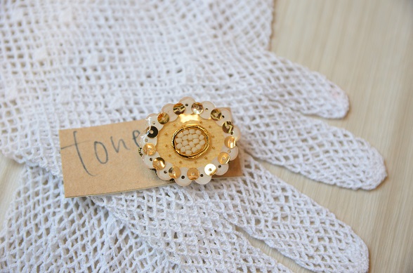 【tone】かんなくずブローチ　楕円