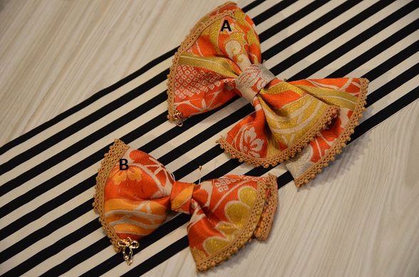 【graiiin】ちょうちょうヘアリボン　オレンジバレッタ＆クリップ