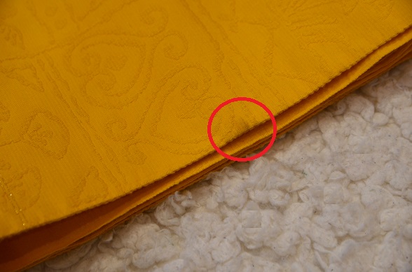 たんぽぽ色のエジプト壁画風木綿名古屋帯【全長326.5cm】