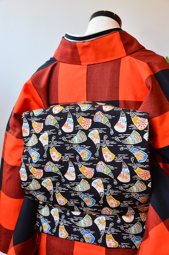 古典扇柄名古屋帯【全長315.5cm】