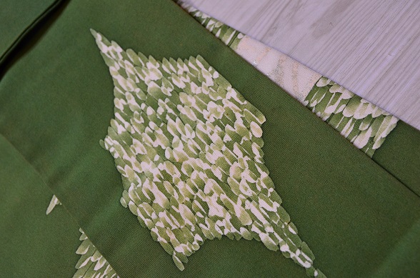 抹茶色の塩瀬名古屋帯【全長352cm】 