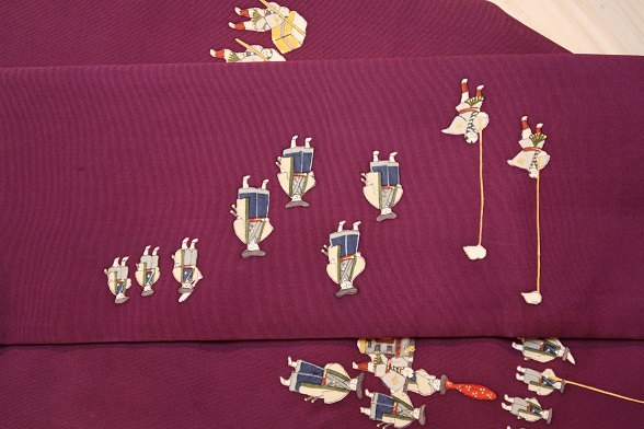 小さなご一行柄の塩瀬九寸名古屋帯【全長356cm】