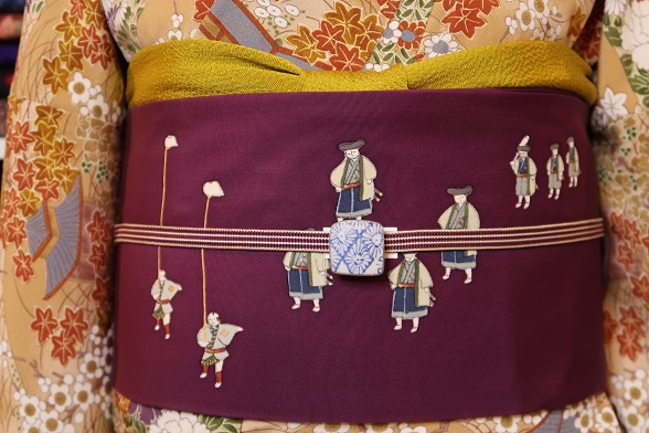 小さなご一行柄の塩瀬九寸名古屋帯【全長356cm】