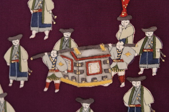 小さなご一行柄の塩瀬九寸名古屋帯【全長356cm】