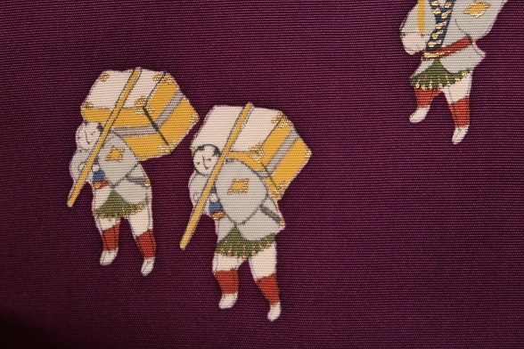 小さなご一行柄の塩瀬九寸名古屋帯【全長356cm】