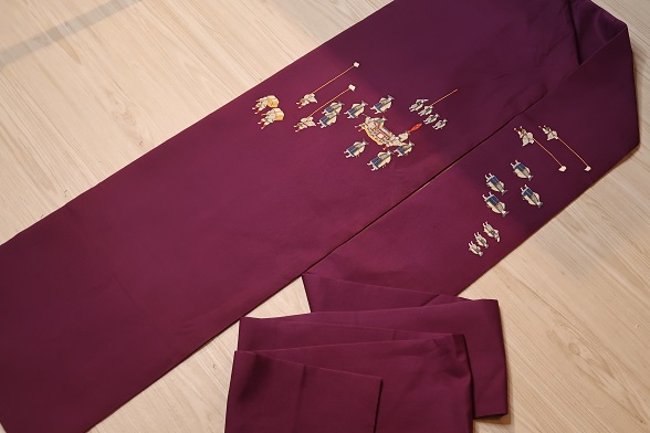 小さなご一行柄の塩瀬九寸名古屋帯【全長356cm】