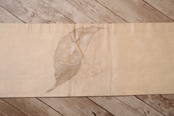 ぷっくりシルバーリーフのシンプル九寸名古屋帯【全長345.5cm】