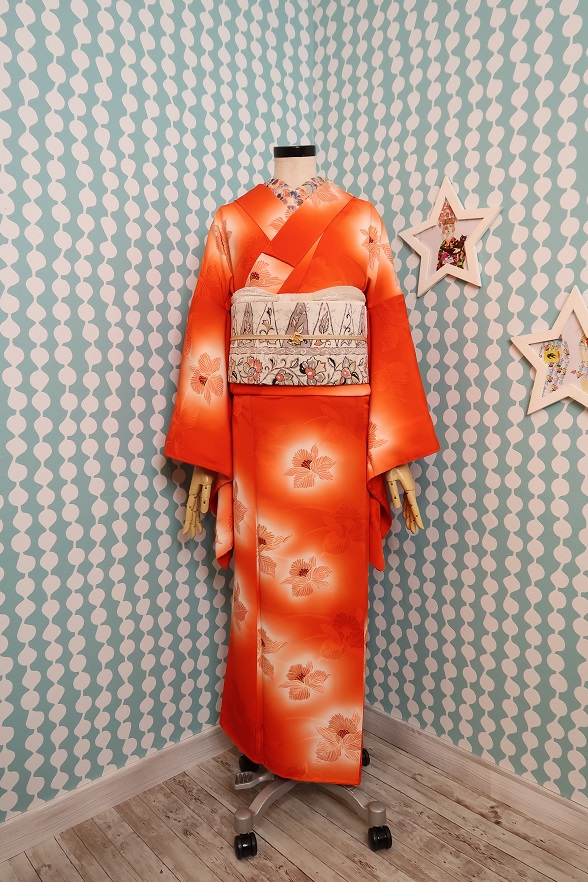 カトレアの暈し袷きもの【身丈160cm】 