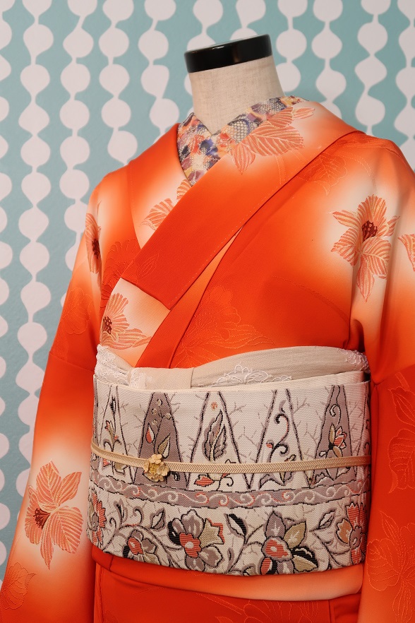 カトレアの暈し袷きもの【身丈160cm】 