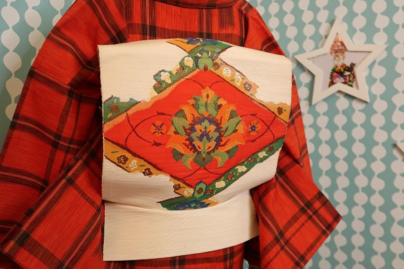 エスニカルカラーのカジュアル八寸名古屋帯【全長361cm】