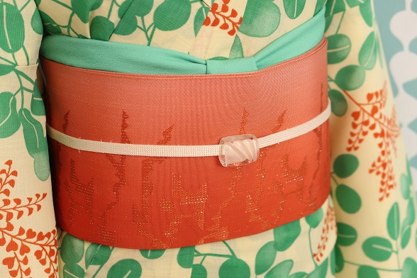 アザミ葉のグラデーションリバーシブル半幅帯【全長324cm】 