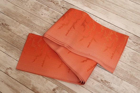 アザミ葉のグラデーションリバーシブル半幅帯【全長324cm】 