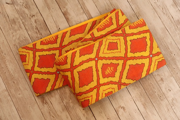 モダンポップ格子柄半幅帯【全長368cm】