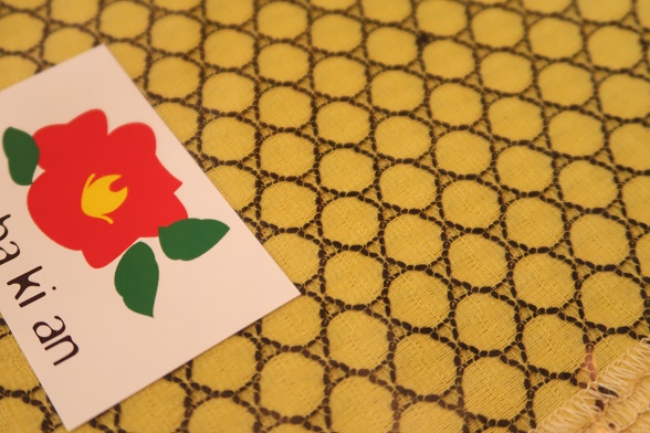 【TSUBAKIAN】水玉レース半衿 イエロー×ネイビー