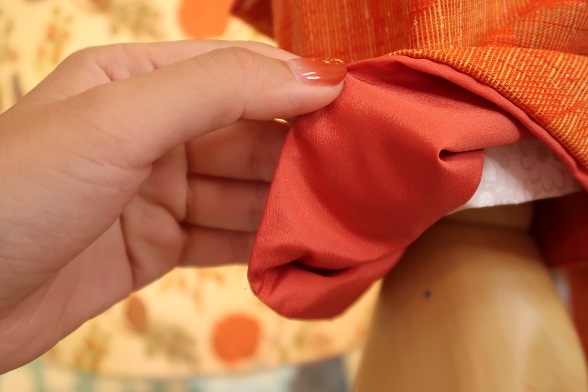 金木犀柄のシルクウール袷きもの【身丈153.5×裄丈69】