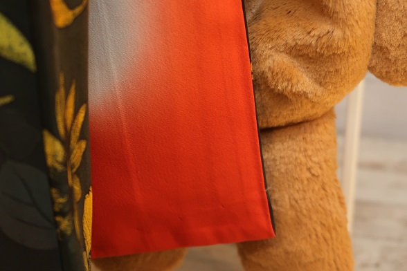 しっとりグレーブラックの花柄染め袷きもの【身丈152×裄丈65】