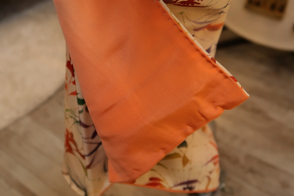 トロピカルな菊柄染袷きもの【身丈155.5×裄丈69】