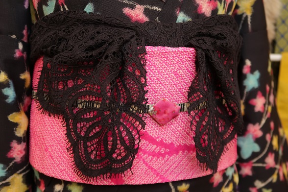 葉と実のアンティーク絞り名古屋帯【全長329cm】