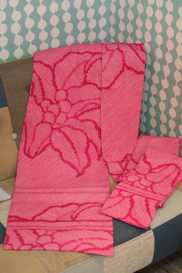 葉と実のアンティーク絞り名古屋帯【全長329cm】