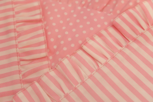 【sha*lan*ra】新色★リバーシブルフリル半衿（ピンク/白ドット）RF-5