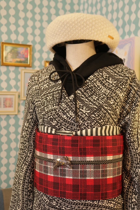 唐草のゴシックレース風単衣着物【身丈162×裄丈67】